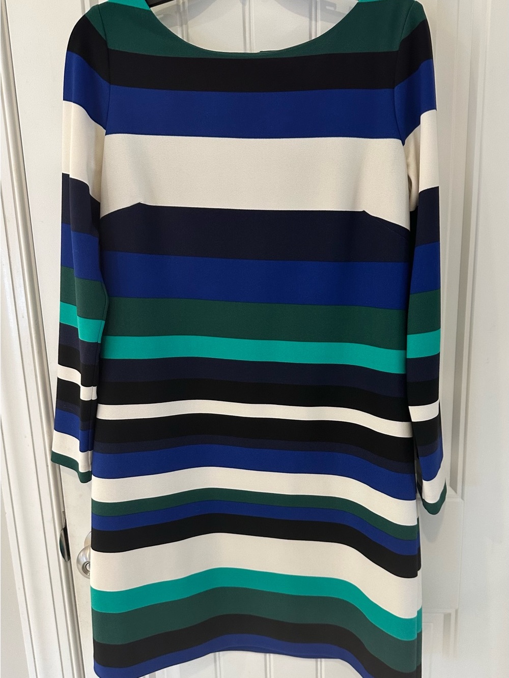 Vince Camuto Striped Boatneck Shift Dress lined, with beautiful drape. Fabulous